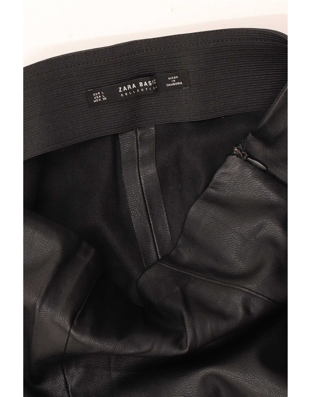 Pantaloni in pelle slim da donna Zara grandi W30 L27 neri