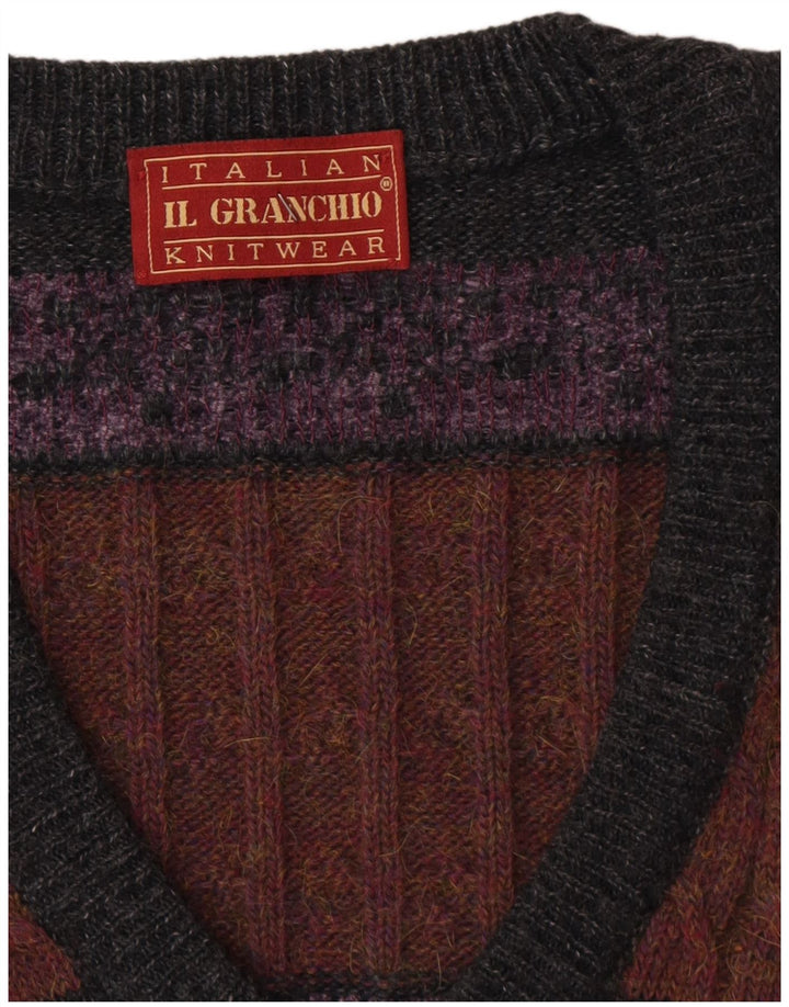 Maglione da uomo con scollo a V Il Granchio Large Grey Fair Isle