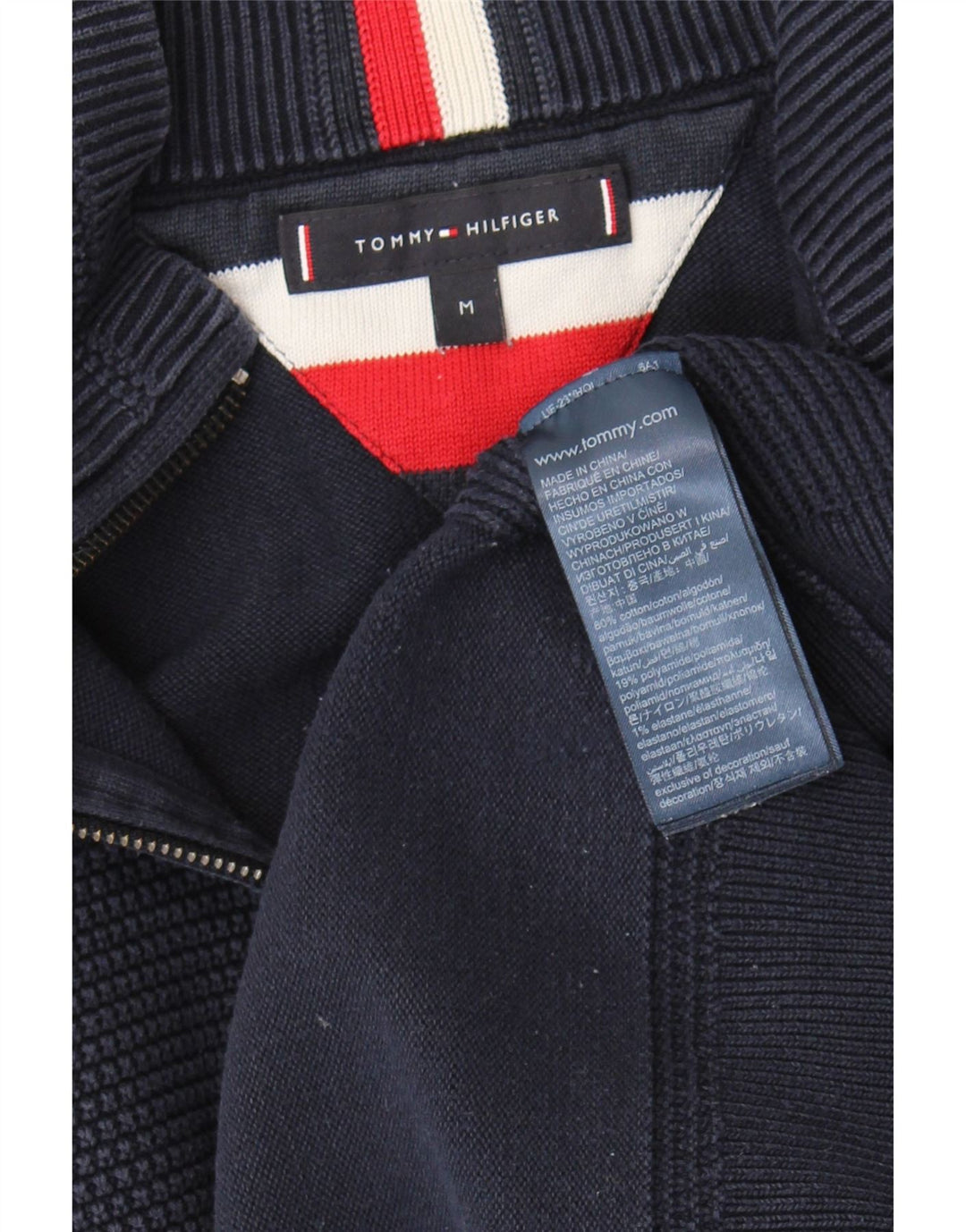 Maglione maglione con zip da uomo Tommy Hilfiger in cotone blu navy medio