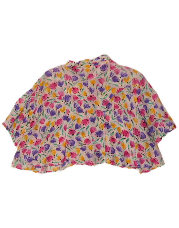 Camicetta corta oversize da donna vintage UK 10 piccoli fiori multicolori