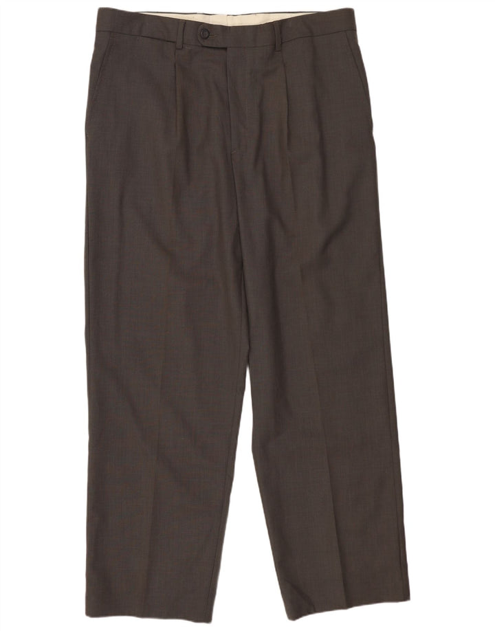 Pantaloni da abito vintage da uomo con pinces W38 L29 Poliestere grigio