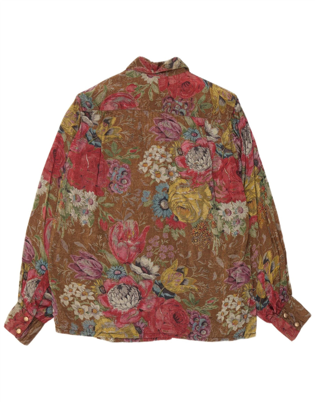 Camicetta camicia vintage da donna UK 12 Viscosa floreale multicolore media