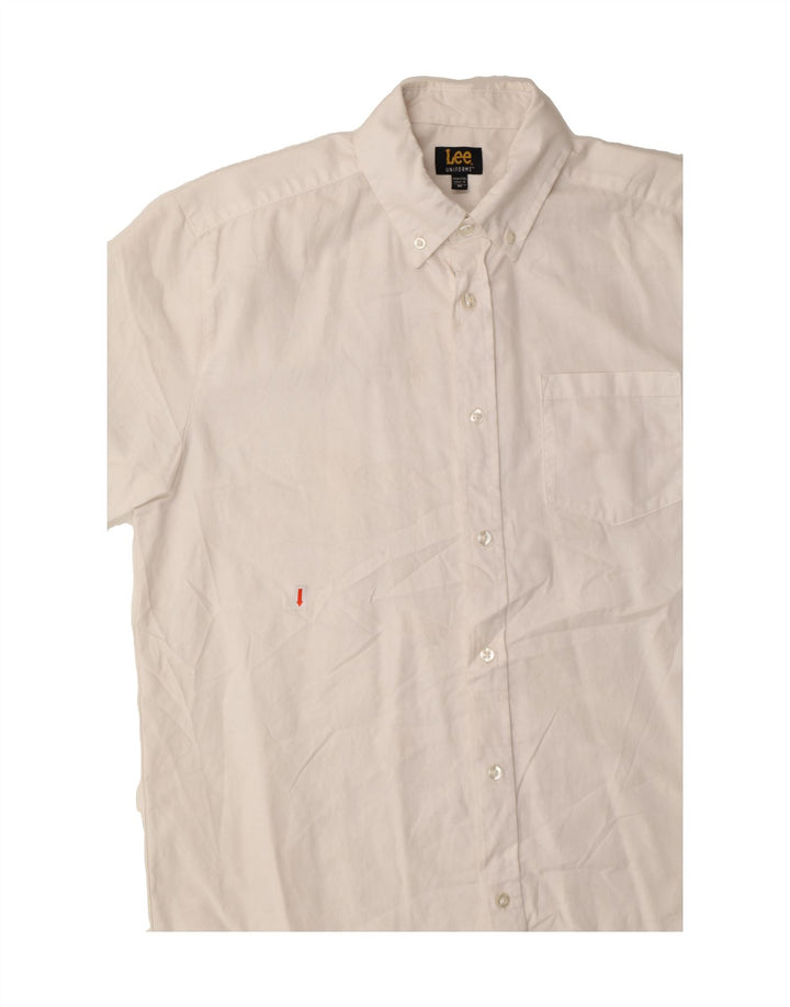 LEE Mens Short Sleeve Shirt Medium White Cotton Vintage Lee and Second-Hand Lee from Messina Hembry 