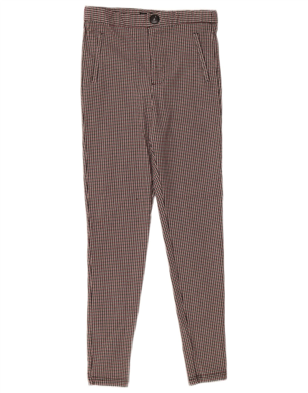 Pantaloni skinny da donna Zara in poliestere pied de poule rosso medio