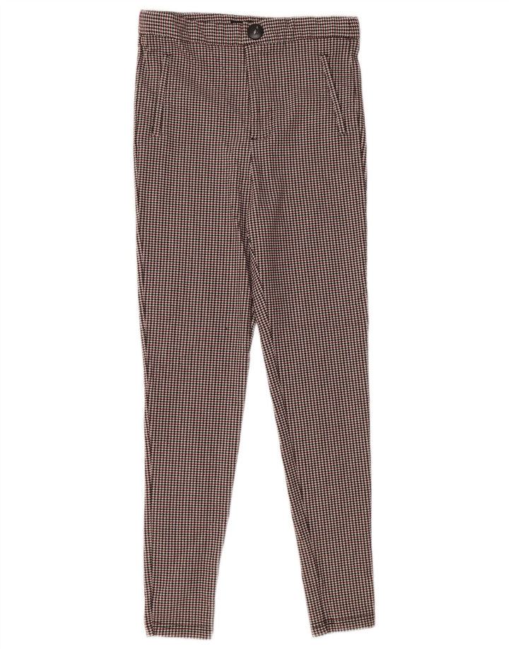 Pantaloni skinny da donna Zara in poliestere pied de poule rosso medio