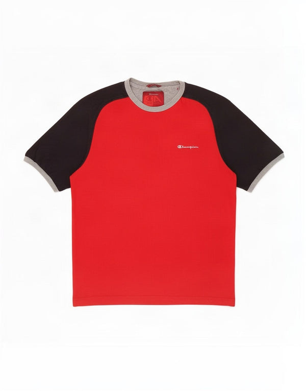 T-shirt da uomo Champion Top XL in cotone color block rosso