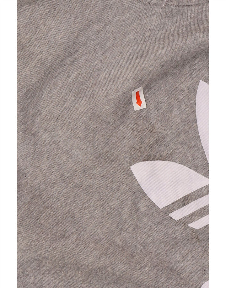 ADIDAS Mens Graphic Hoodie Jumper Small Grey Cotton