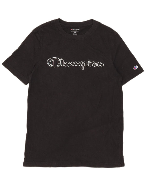 T-shirt grafica da uomo Champion Top in cotone nero medio