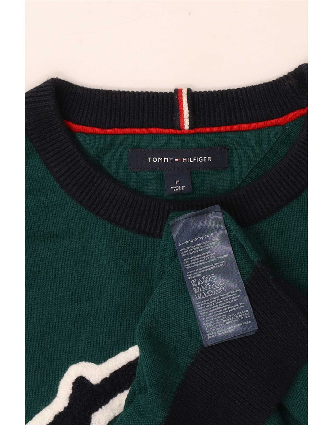 Maglione maglione girocollo da uomo Tommy Hilfiger color block verde medio