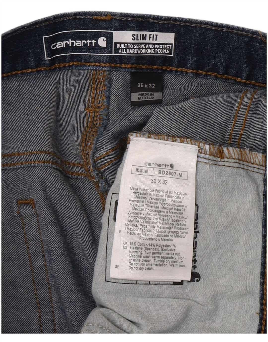 Jeans slim da uomo Carhartt W36 L32 cotone blu