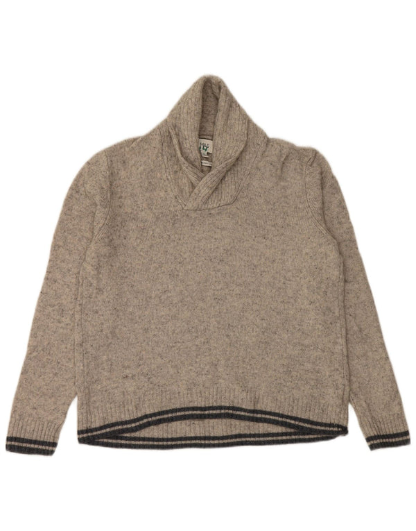 Maglione da uomo Marks & Spencer con collo a scialle, grande lana screziata grigia