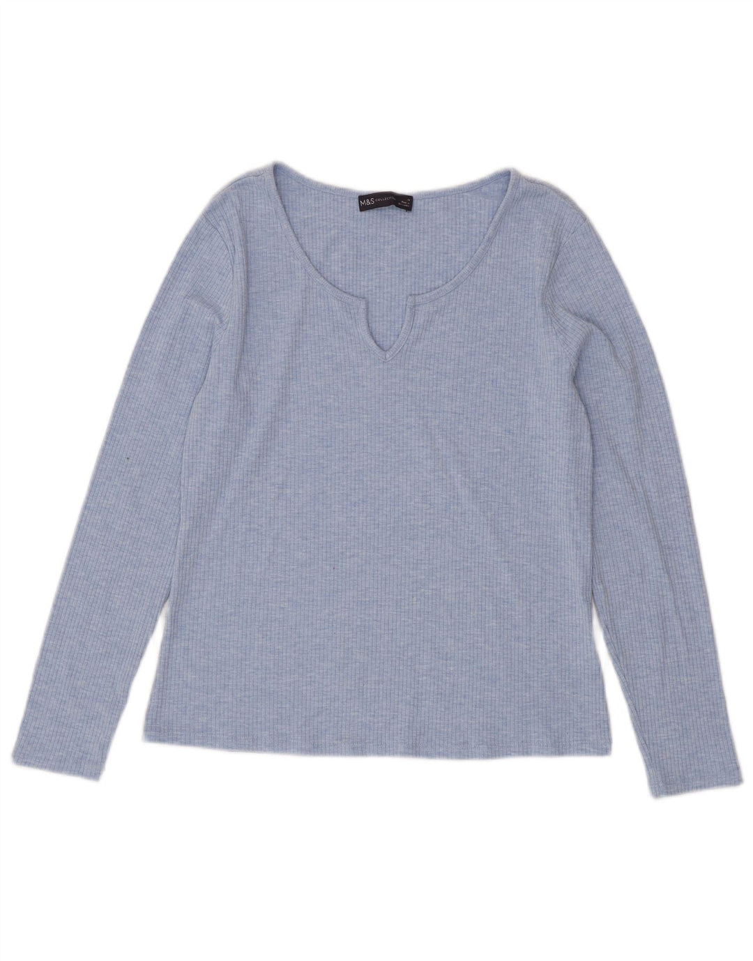 Marks & Spencer Top da donna a maniche lunghe UK 14 Large Blu Poliestere
