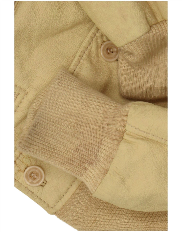 Giacca in pelle vintage da uomo IT 50 grande in pelle gialla