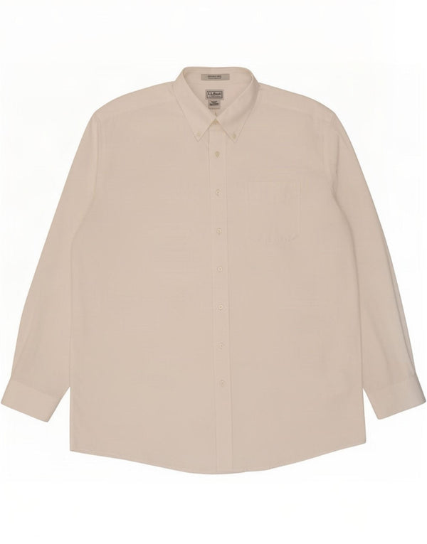Camicia da uomo dal taglio tradizionale L.L.Bean taglia 18 2XL cotone bianco