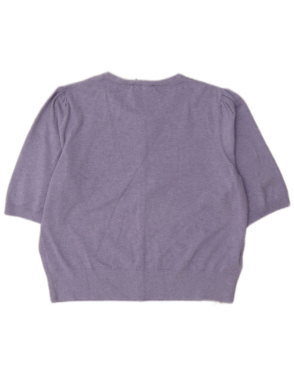 Laura Ashley, maglione Bolero a maniche corte da donna, UK 16, grande, cotone viola