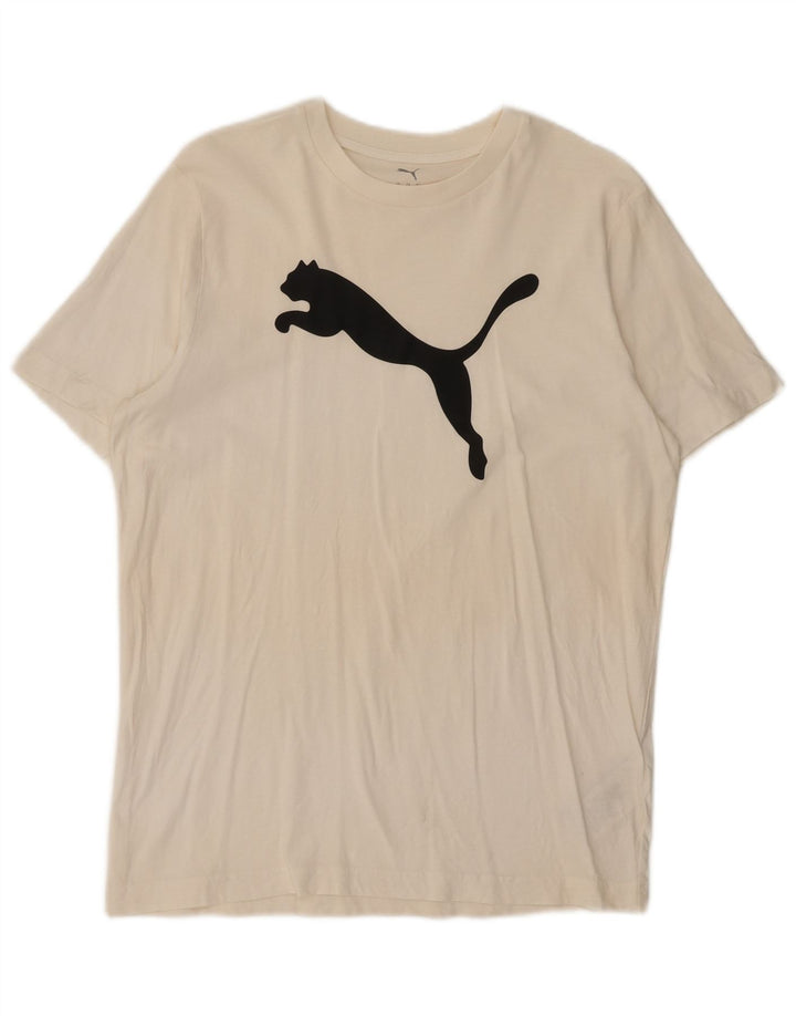 T-shirt grafica da uomo Puma Top in cotone bianco medio