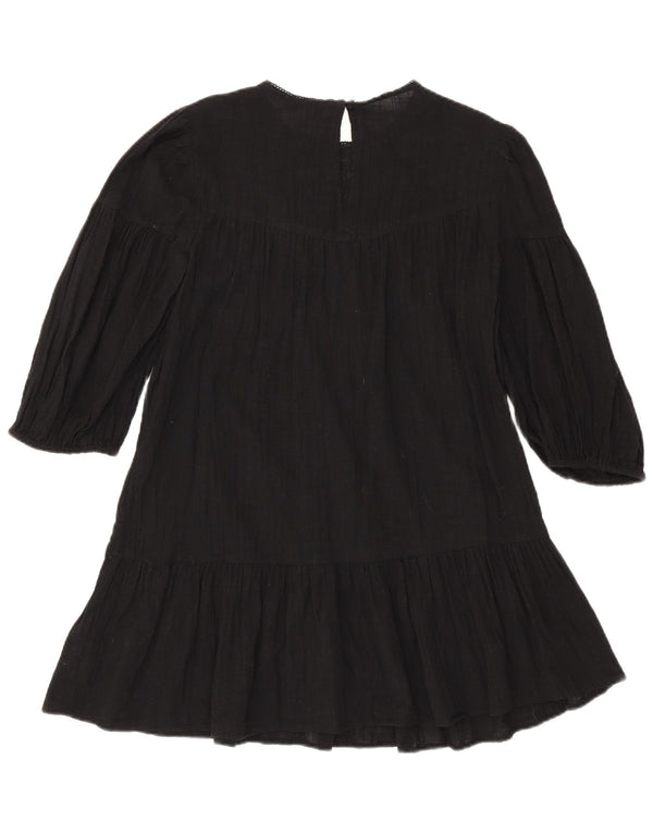 Abito a strati con maniche a 3/4 Zara da donna UK 10 piccolo in cotone floreale nero