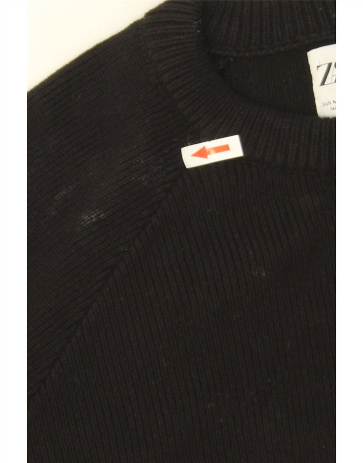 Maglione maglione girocollo da uomo Zara in cotone nero medio