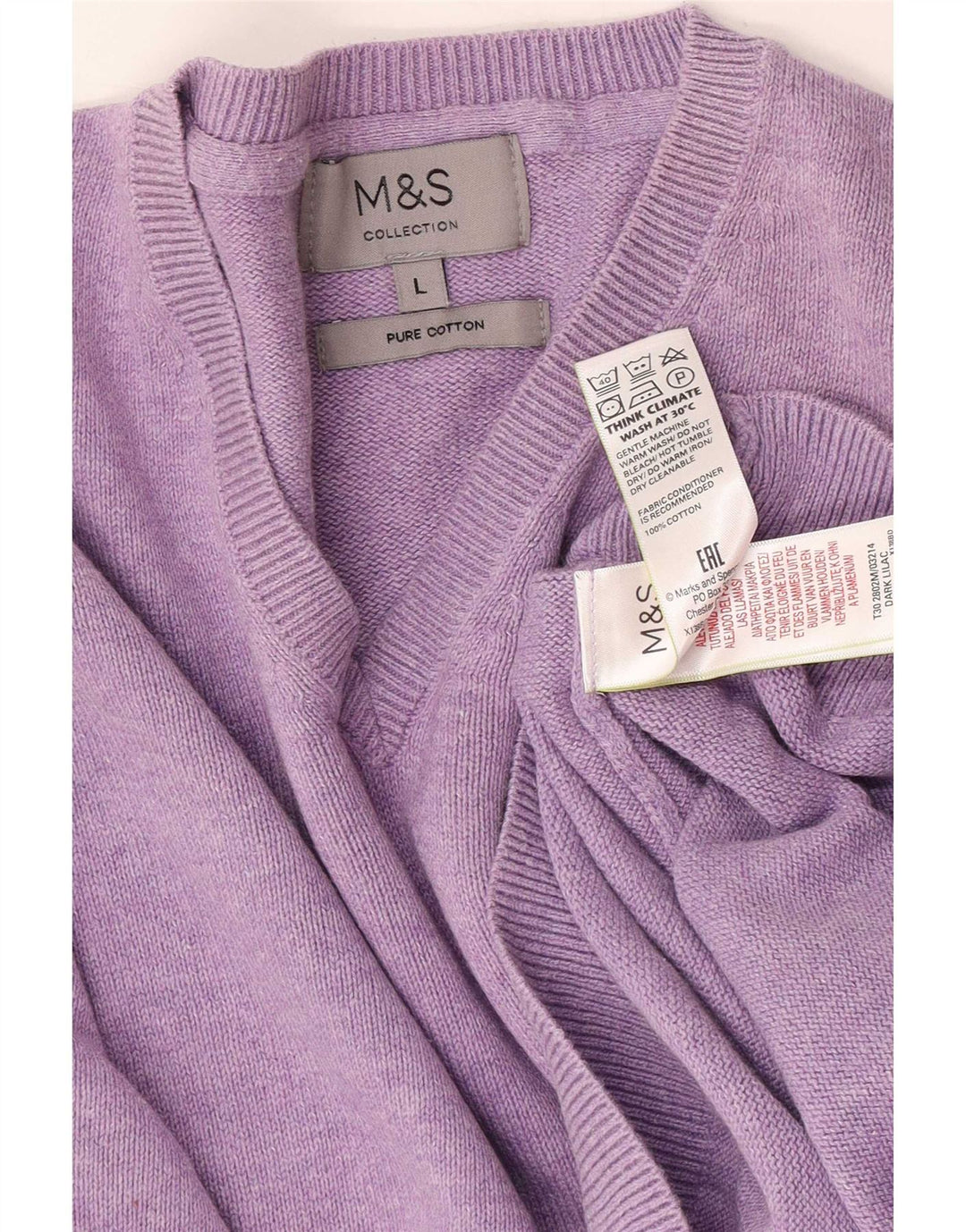 Maglione da uomo con scollo a V Marks & Spencer grande cotone viola