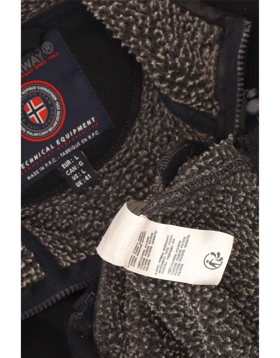 Giacca in pile da uomo Geographical Norvegia UK 41 Large in poliestere blu navy