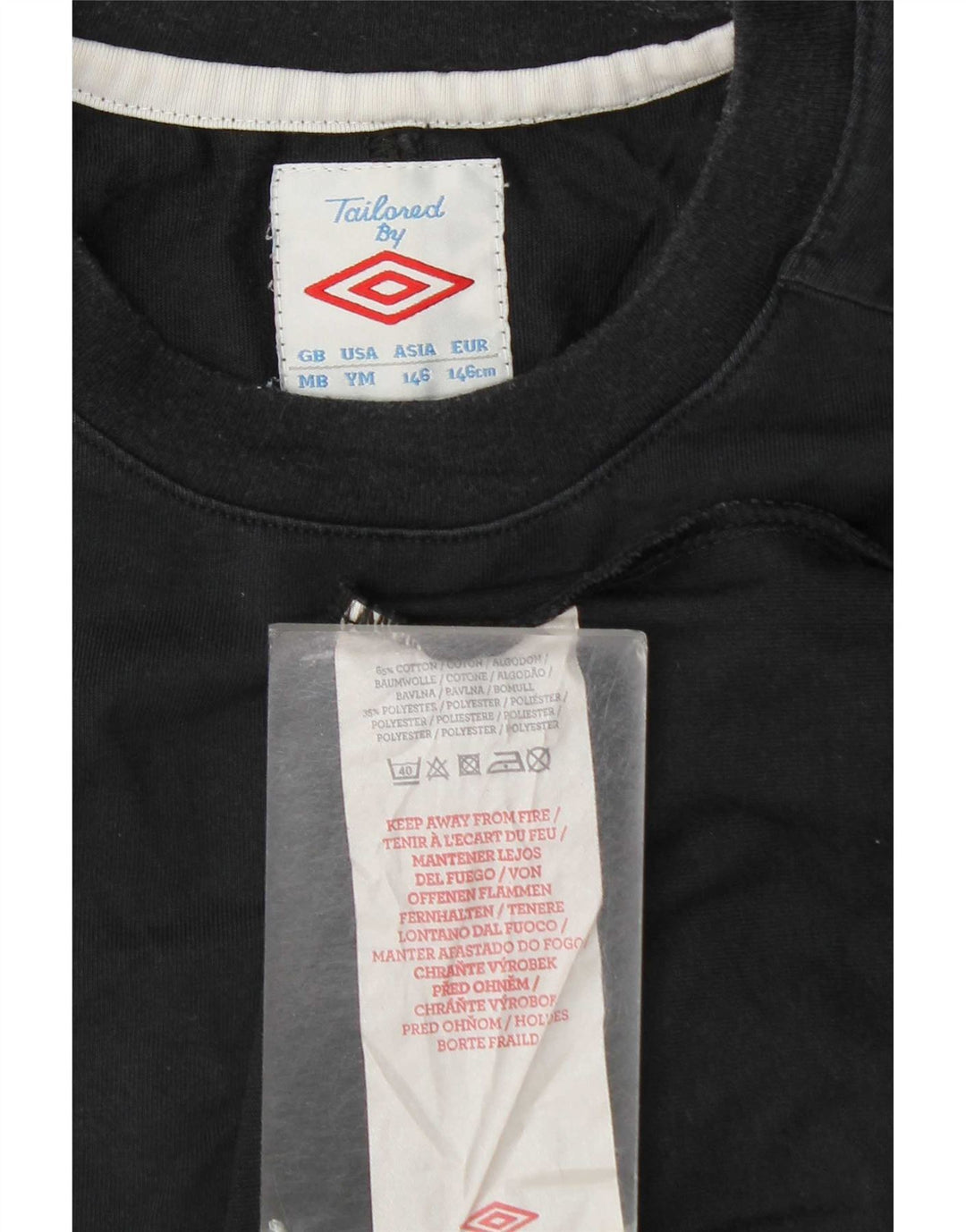 Maglietta Umbro per ragazzi, 9-10 anni, cotone color block medio nero