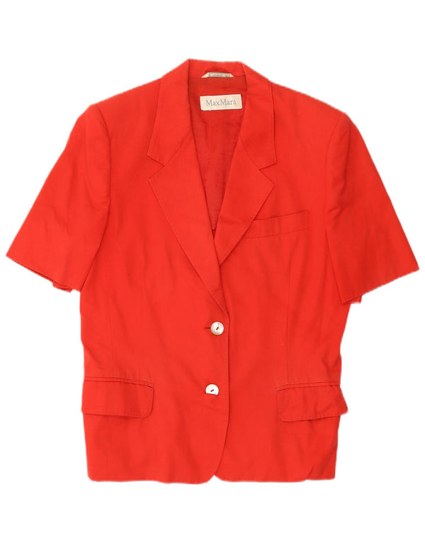 Giacca blazer a maniche corte a 2 bottoni da donna Max Mara UK 14 grande cotone rosso