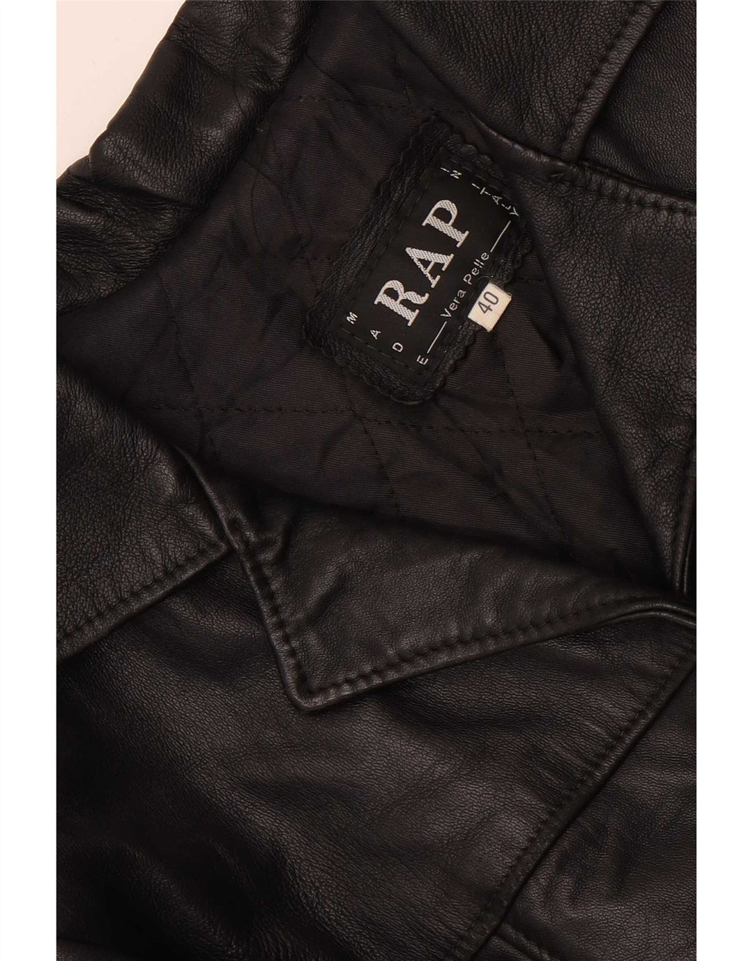 Giacca blazer vintage da donna in pelle a 4 bottoni IT 40 piccola in pelle nera