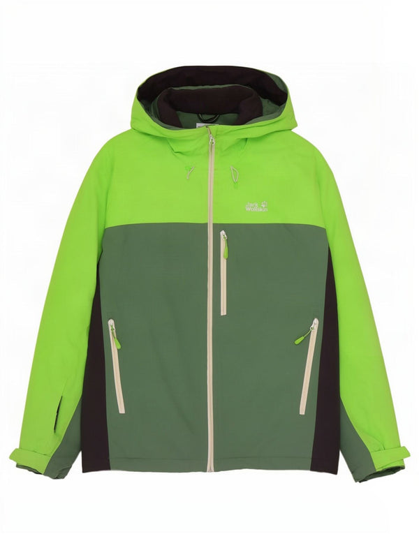 Giacca a vento con cappuccio da uomo Jack Wolfskin UK 48 2XL Verde Colourblock
