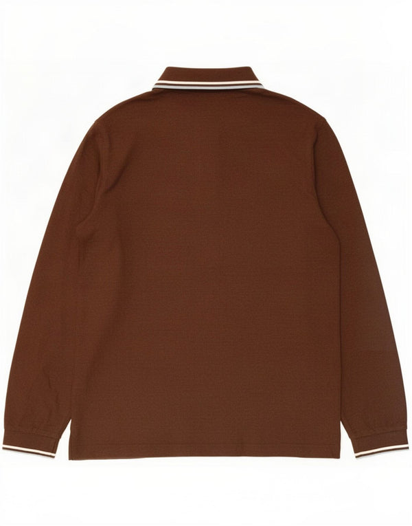 Polo da uomo a maniche lunghe Fila XL in cotone marrone