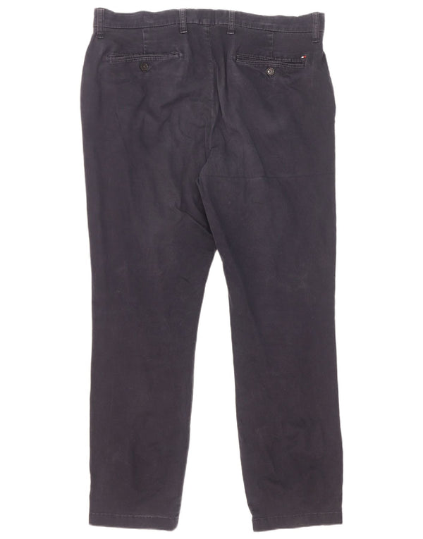 Pantaloni chino slim fit da uomo Tommy Hilfiger W36 L32 cotone blu navy