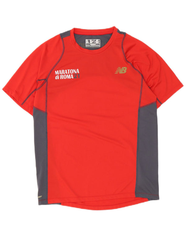 T-shirt grafica da uomo New Balance Top in poliestere color block rosso medio