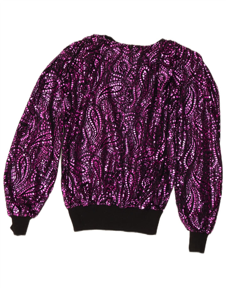 Camicetta oversize da donna vintage top EU 38 Acetato Paisley viola medio