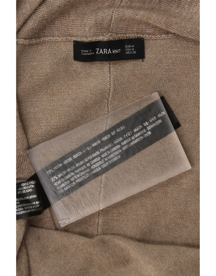 Maglione cardigan aperto lungo da donna Zara UK 12 Viscosa beige medio