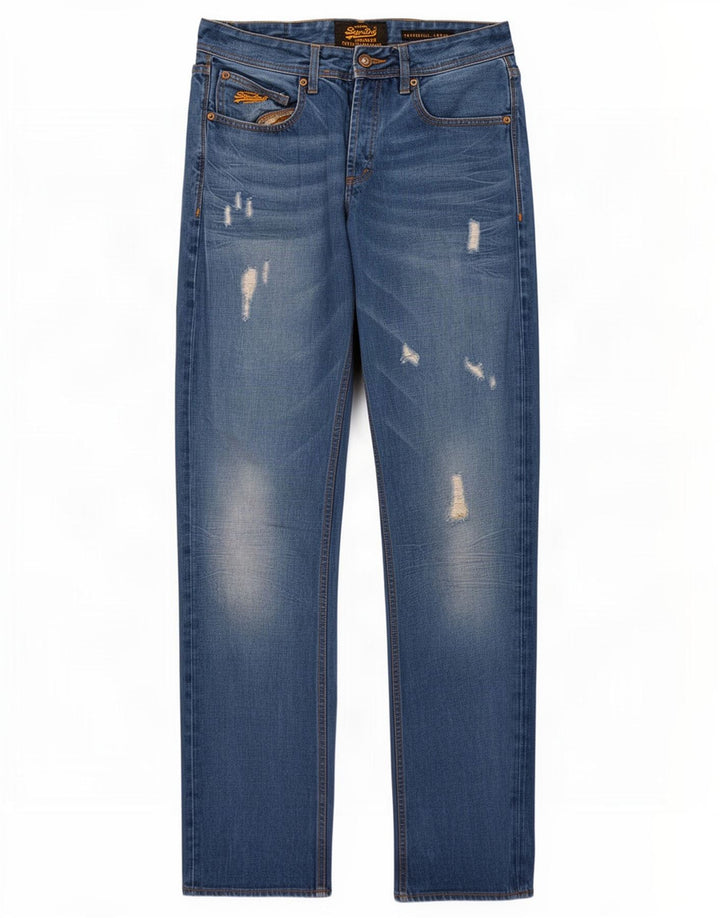 Jeans larghi da uomo Superdry Copperfill Distressed W32 L32 in cotone blu