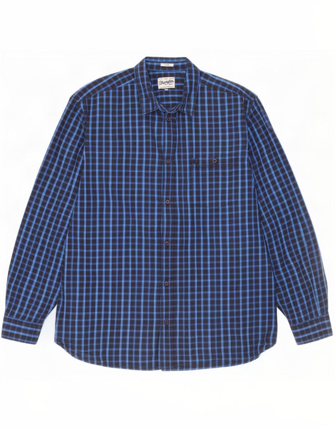Camicia Wrangler da uomo vestibilità regolare 3XL cotone a quadri blu