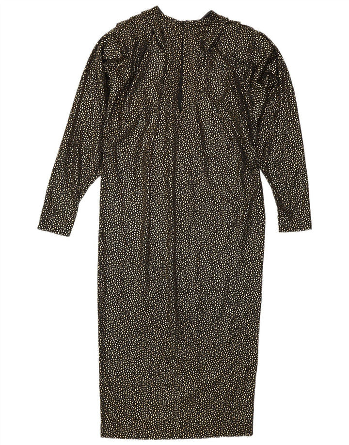 Abito a trapezio vintage da donna a maniche lunghe IT 42 medio oro maculato