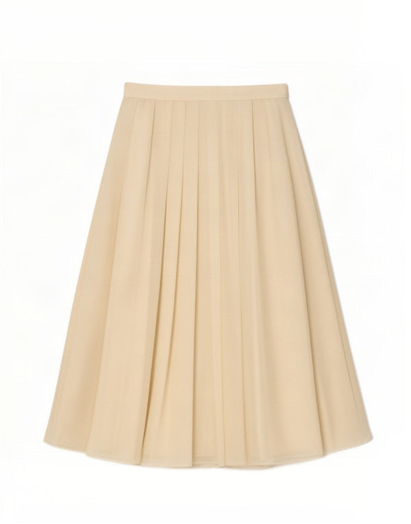 Gonna a pieghe da donna Debut UK 12 Medium W26 Poliestere bianco sporco