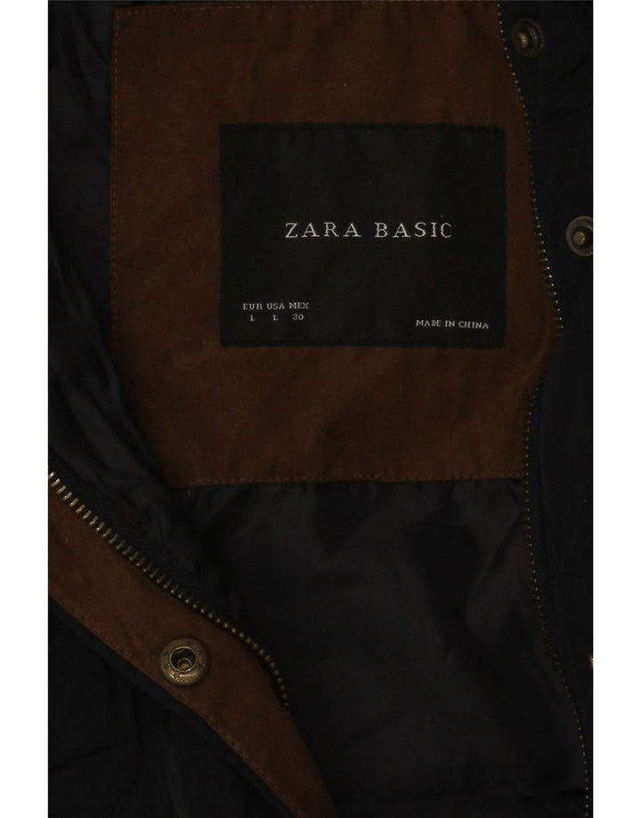 Gilet trapuntato da donna Zara UK 14 grande in poliestere color block blu navy