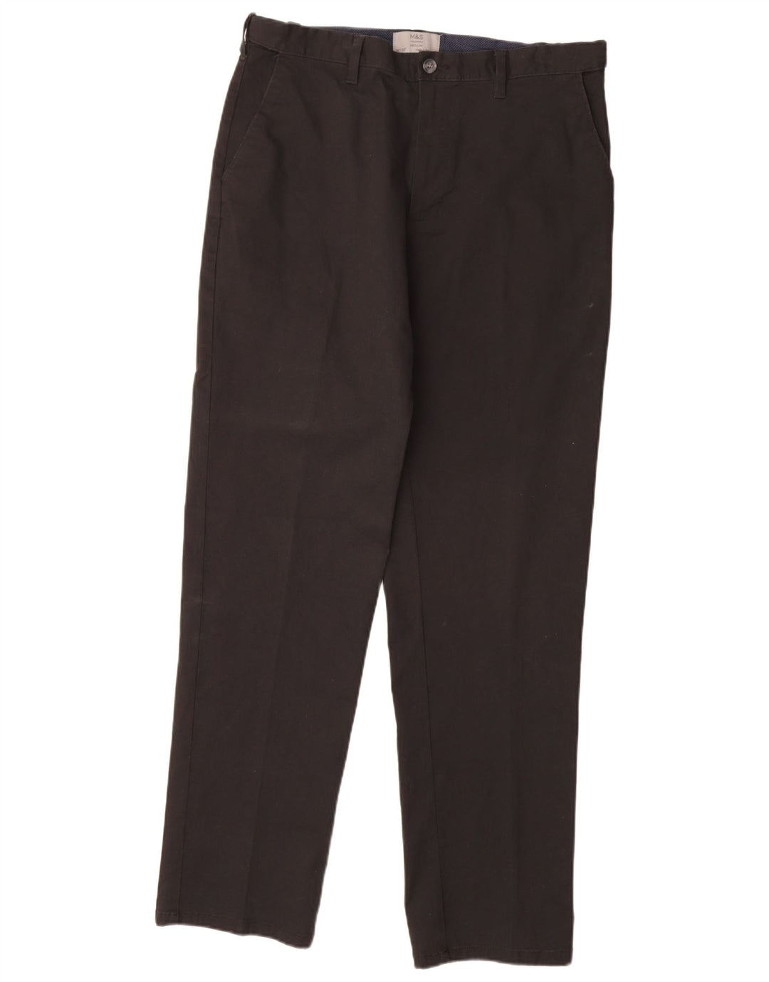 MARKS & SPENCER Pantaloni chino vestibilità regolare da uomo W36 L33 cotone nero