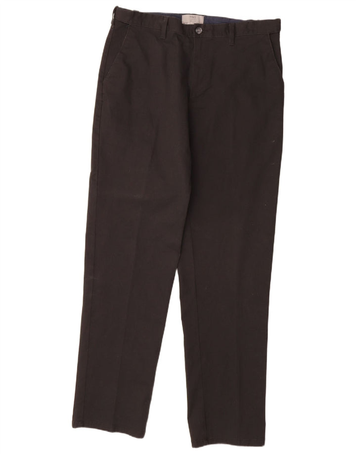 MARKS & SPENCER Pantaloni chino vestibilità regolare da uomo W36 L33 cotone nero