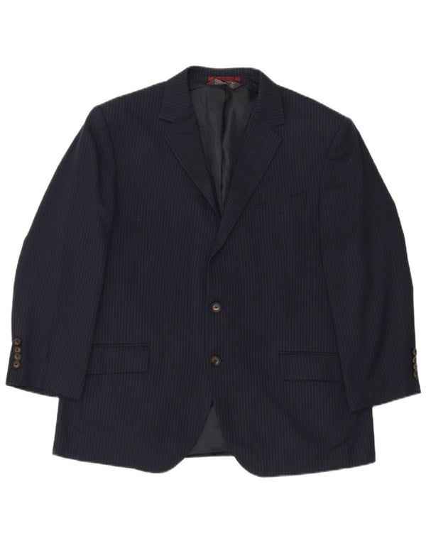 Giacca blazer a 2 bottoni da uomo Marks & Spencer UK 44 XL gessato blu navy