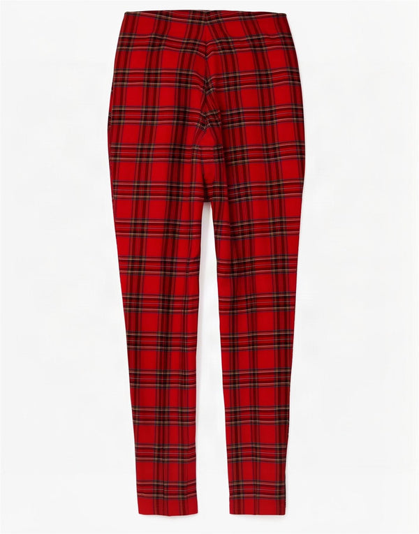 Leggings Zara da donna UK 8 viscosa a quadri rossi piccoli