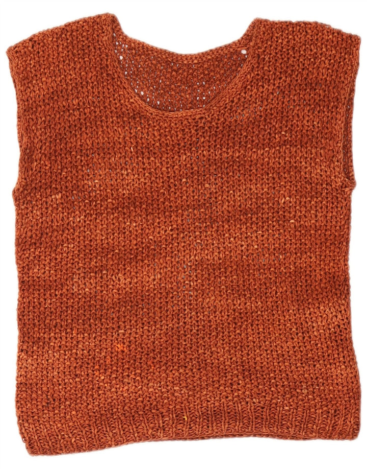 Canottiera vintage da donna all'uncinetto UK 12 Marrone medio