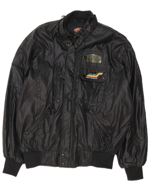 Giacca da pilota vintage bomber da uomo vestibilità ampia UK 40 grande nylon nero