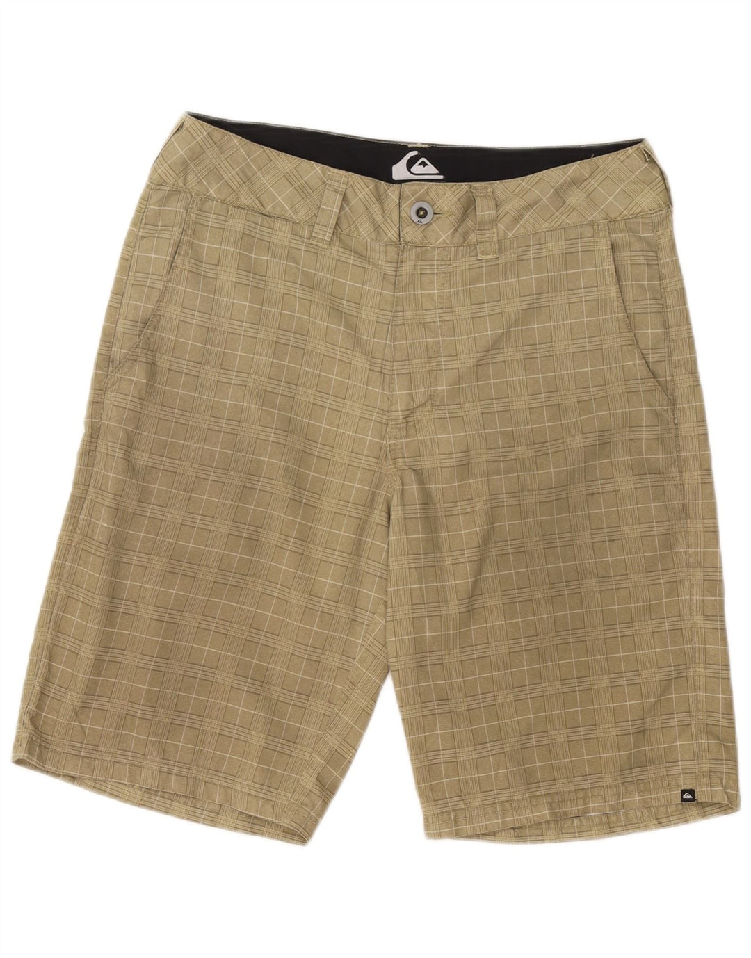 Pantaloncini chino Quiksilver Thavar da uomo W31 poliestere a quadri beige medio