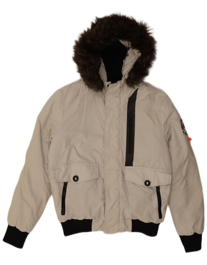 Giubbotto bomber parka da uomo Superdry Everest Mountain UK 40 grande bianco