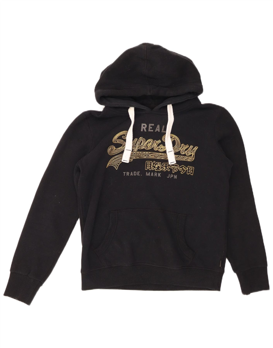 Maglione con cappuccio grafico da donna SUPERDRY UK 12 cotone nero medio