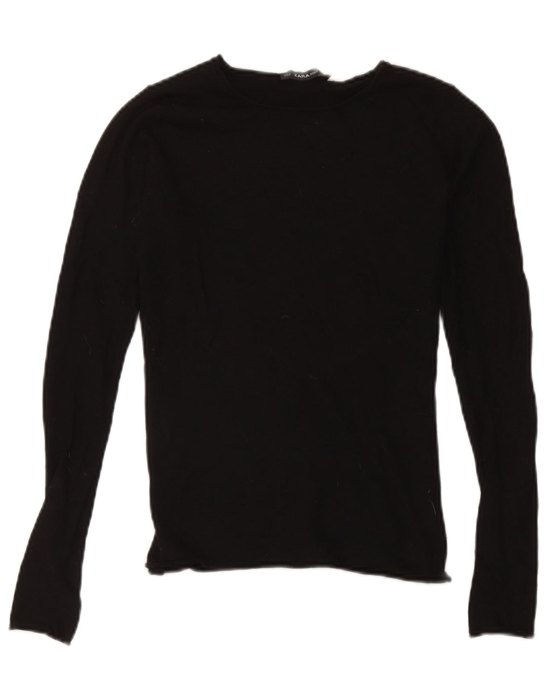 Top Zara da donna a maniche lunghe UK 10 Small Nero Modal