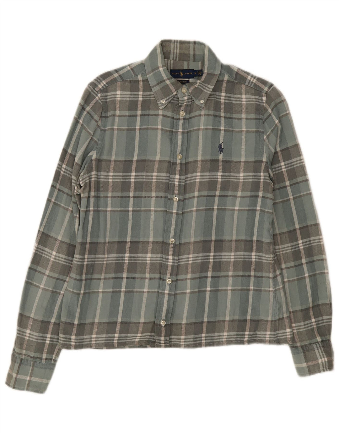 Camicia Ralph Lauren da uomo in flanella dal taglio classico, cotone a quadri grigio medio