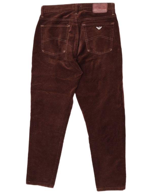 Pantaloni casual affusolati da uomo Armani W33 L29 in cotone marrone
